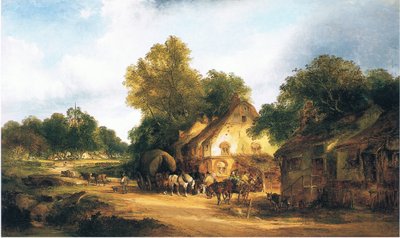Antigua posada en el camino en Kent de William Snr. Shayer